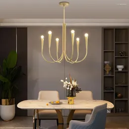 Lampadari Nordic Designer Oro Nero Metallo Soggiorno Lampadario Lucido Vintage Sala da pranzo Luce Decorazione Illuminazione domestica Lampadario a LED