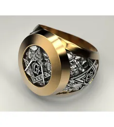 Eejart Edelstahl Freimaurer Ring für Männer Mason Symbol G Templar Mauerwerk Ringe7216088