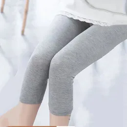 Kvinnors leggings sommar för kvinnor hög midja elasticitet kvinnlig casual mjuk fast färg Autumn Modal byxor damer Legging plus storlek