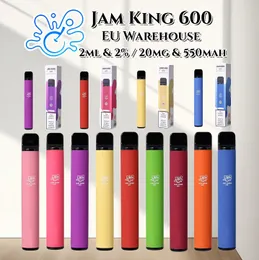 EUウェアハウスジャムキング600 Vaper Desechable Elfbar Puff 600 Vapes Dopherable E Tigablette 2Ml Prefilled Flavor Juice 550MAHバッテリー2％20mg失われたメアリー卸売工場