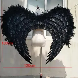 Decorazione In costume di alta qualità Uniche ali d'angelo nero cosplay spettacolo teatrale per feste Riprese Visualizza oggetti di scena Ali di fata Spedizione gratuita EMS