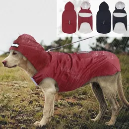 Hundkläder Raincoat Medium Stora hundar Vattentät huva Jacka Regnkläder med reflekterande rand utomhus tillbehör