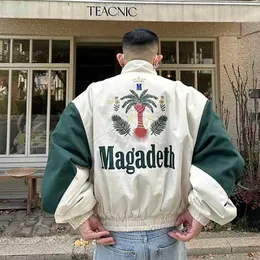 Men's Jackets rhudejackets Coconut Tree Peace Pigeon Standing Collar Contrast Beautiful Trendy High Street Couple Wang Jia'er Same Style Xm26