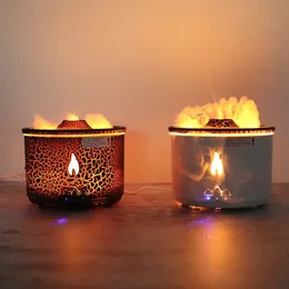 Bärbar vulkan Flame Air Humidifier Essential Oil Arom Diffuser för Home Mist Jellyfish Humidifierare Night Light Fragrance 231226