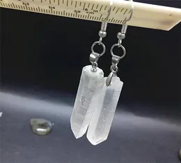 Pendants 1 pair natural clear crystal earbob Personality fashion clear gemstone rough crystal wand eardrop reiki healing