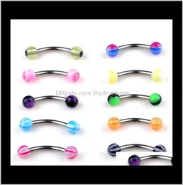 Takı Damlası Teslimatı 2021 160pcs Set Vücut Piercing Çeşitli Karışım Lot Kiti 14G 16G Top Spike Kavisli Seksi Göbek Halkaları Kulak Dili P7715899