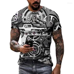 Herr t-skjortor Summer Creative Mechanical Watch Graphic Men mode casual personlighet intresse 3d tryckt o-hals kort ärm tee