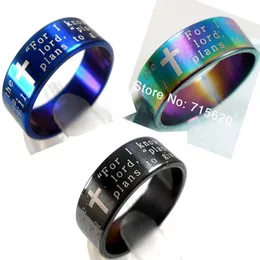 50pcs Jesus mix bible English Lords Prayer Stainless Steel Ring Whole Jewelry Lots Jeremiah 2911239C