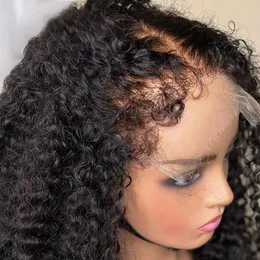 Wigs Afro Curly bordi Wig 4c bordi stravaganti per capelli parrucche in pizzo in pizzo 180% 13x4 parrucca frontale in pizzo hd remy kinky ricci simualioni ricci di capelli umani parrucche