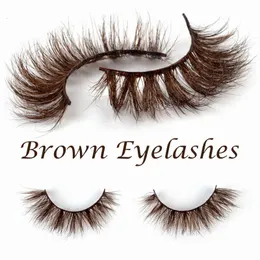 Partihandel 3D Mink Color False Eyelashes Brown Cross Long Natural Fake Eyelashes Stage Show 20mm Brown Colored Lashes 231227