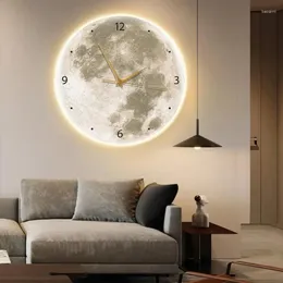 Настенные часы Многофункциональные светодиодные часы с дизайном: светящиеся часы для гостиной Декоративная лампа с дистанционным управлением Light Art