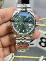 Relógio de data de luxo 126334 41mm mostrador verde automático relógios mecânicos masculinos cal.3235 movimento claro fábrica safira espelho 904l relógios de pulso à prova d'água foto real