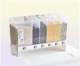 Aufbewahrung von Flaschen Gläser 10L Wallmounted Separierter Getreide Reis Eimer Tank Organizer Kisten Plastikfutterspender für die Küche Access2080627