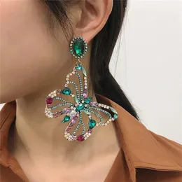 큰 진술 나비 스터드 귀걸이 바로크 여자 다채로운 라인 스톤 다이아몬드 드롭 귀걸이 선물 패션 동물 디자인 거리 p2639