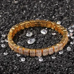 18k ouro prata preto ouro cz gelado zircão tênis pulseira para hip hop feminino masculino única fileira strass jóias presentes224p