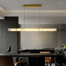 Lampadari Lampadario a LED in marmo stile moderno di lusso per sala da pranzo Cucina Camera da letto Lampada a sospensione con decorazione in oro Lampada a sospensione di design