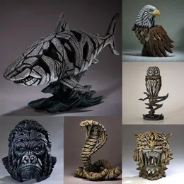 Escultura de resina de animales moderna, tiburón, tigre, león, mono, colgante de pared decorado, estatuilla de vida silvestre en 3D, manualidades, decoración de habitación familiar 231227