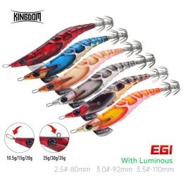 Kingdom Squid Bait 2.5 3.0 3.5 Artificial Jigging Lures Slow Sinking Strong Hooks Sea Fishing Octopus Cuttlefish Luminous EGI 231227