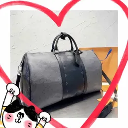 Sacs Designer Duffle Bag 50cm Bagages en cuir créatif 3913 marron fleurs noires couture sacs à main 45cm La grande capacité Hommes Femmes Lu