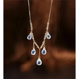 Ожерелья Daimi, небесно-голубое ожерелье с топазом и каплей воды, женские драгоценные камни, натуральный желтый 14-каратный золотой кулон для инъекций, подарок