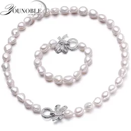 Bransoletki Younoble Baroke sier 100% białe naturalne zestaw biżuterii dla słodkiej perłowej biżuterii