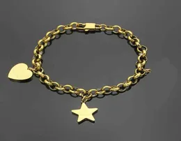 Bracciale da donna in acciaio al titanio con lunghezza di 20 cm, lettera G di alta qualità, pendente a forma di cuore con stella a cinque punte7013397