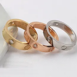 Anillo de lujo para mujer, joyería de diseño de oro rosa, anillo de diamante, diseño de tornillo, anillos de boda de compromiso de plata para hombre, regalo para parejas