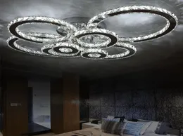 Nowoczesne kryształowy żyrandol LED Lekkie okrągłe okrągły koło montowane montowane żyrandole sufitowe lampa salon LUSTRES do sypialni jadalnia ROO8067335