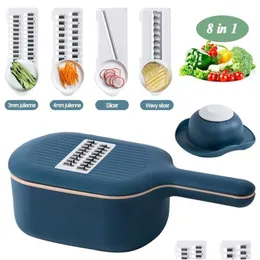 Fruktgrönsaksverktyg Mandoline Slicer Vegetabiliska chopper MTI-AN-ANVÄNDNING VEGGIE Cutter Jienne Grater med Drain Basket For Cabbage Fruit DHD95