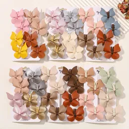 Hair Accessories 2/8Pcs Girls Cute Butterfly Clips For Kids Handmade PU Leather Hairpins Hairgripes Fashion Baby Gift Set