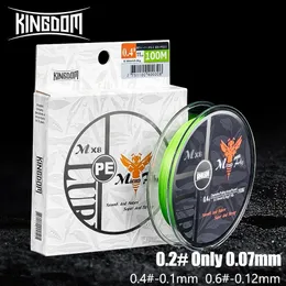 Kingdom Microfly 4 가닥 꼰 PE 낚시 라인 0.2 0.4 0.6 100m 9 12 lb 고품질 캐스팅 먼 잉어 와이어 태클 231227