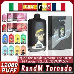 Randm Tornado 12000 Puff 12K Cigarette eletrônico descartável 0%2%3%5%Concentração 16 sabores 20ml 500mAh Bateria de bateria pré-cheia de malha de malha de malha e-cigarro