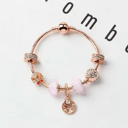 Nouveau style perles breloque en vrac arbre de vie pendentif bracelet or rose bracelet à breloques fille femmes cadeau bijoux à bricoler soi-même accessoires 251c