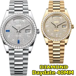 Mens Watch Luxury Designer Uhren 40 mm mit Diamonds Automatische Maschinenbewegung Uhren 904L Edelstahl Luminous wasserdichtes Saphir -Armbanduhr mit Box