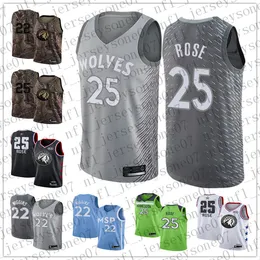 Benutzerdefinierte Herren Damen Jugend Kinder''Minnesota''Timberwolves''22 Andrew''Wiggins 25 Derrick''Rose Camo schwarz grün Basketball Throwback Jersey