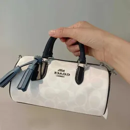 new women's classic old flower glacier white Varsity college style cylinder bag pen holder Crossbody Bag