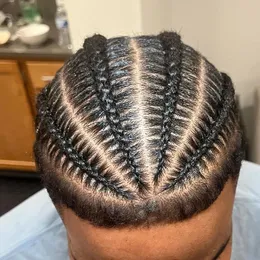 Wigs Brazilian Virgin Human Hair Replacement Afro Corn Braids Color 1b# 8x10 Full Lace Toupee for Black Men