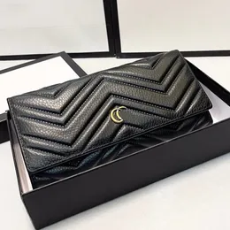 Portafoglio italiano di lusso Designer Borse da donna alla moda Classico Nuova vera pelle Goffrata Clip lunga Hardware Lettera di alta qualità Borsa per carte multifunzionale