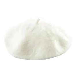 Doubchow Womens Rabbit Fur Frent Style Beret Hat Beanie Cap Winter Warm Teenagers Girl