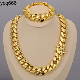 cadena cubana Wholesale Hip Hop Jewelry Luxury 14K 18K 24K Gold vvs Heavy Solid Miami Cuban Link Chain Necklace For Men