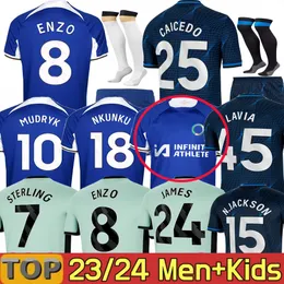 23 24 CFC NKUNKU Футбольные майки N.JACKSON Kids Kit Player Версия 2023 2024 ENZO PULISIC STERLING JAMES KOULIBALY AZPILICUETA HAVERTZ FOFANA мужские болельщики Футболка