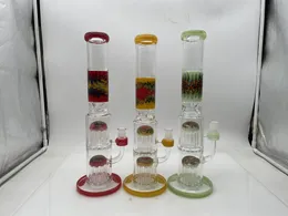 12 polegadas Bong Glass Hookah 3Colors Percolator de 14 mm com tigela