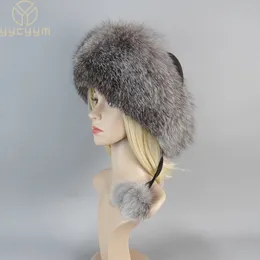 100% naturalny futra futra czapka gruba futrzana czapka zimowa ciepła kapelusz moda dla kobiet kapelusz z uszami 231226