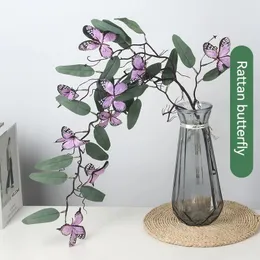 Fiori decorativi 1 pz farfalla fiore vite per la decorazione domestica pacchetto di simulazione foglia di eucalipto plastica artificiale