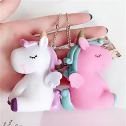 6 pçs lote bonito animal unicórnio chaveiro para mulheres menina saco encantos ornamento telefone chaveiro saco decoração do carro chaveiro porte clef240t