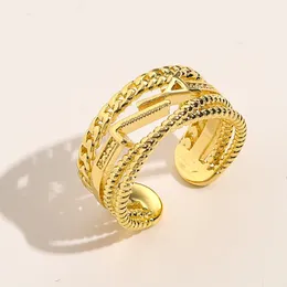 Estilo clássico carta anéis designer marca presente anel boutique jóias femininas novo aniversário amor presente anéis de luxo 18k banhado a ouro jóias