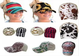 New Ponytail Baseball Cap 16 Styles Criss Cross Croped Cotton Ball Cap Plaid Cactus High Messy Buns Hats DDA5517348191