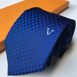 2024 männer Krawatte brief marke Designer Seide Krawatte blau Jacquard Party Hochzeit Business Woven mode karierten Design box anzug krawatte
