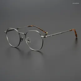 Okulary przeciwsłoneczne ramy vintage nieregularne wielokątne okulary optyczne ramy Mężczyzny Lekkie tytanowe okulary o krótkowzroczności Kobiety Japończycy