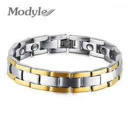 Cuff Whole Modyle Drop-Mens Bio Energy Magnetic Theraphy Pulseira de aço inoxidável elo de corrente ajustável Length1229C